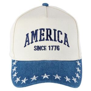 CTM Women's America Anniversary Denim Two-Tone Baseball Cap